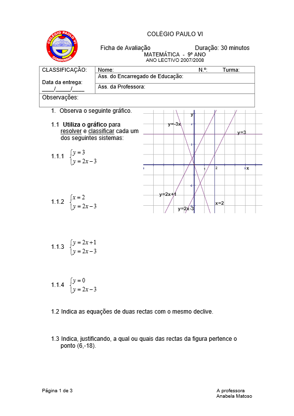 Início 5 Mini-Teste 9ºano