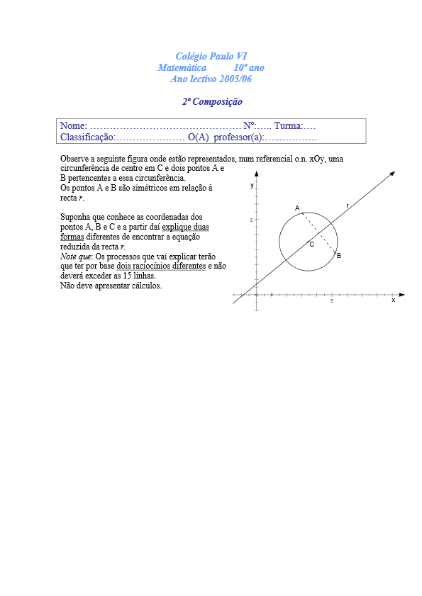 Início 5 Composição Matemática 10ºano