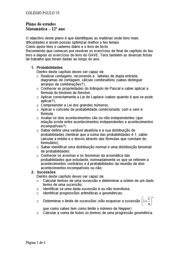 Início 7 Plano de Estudos