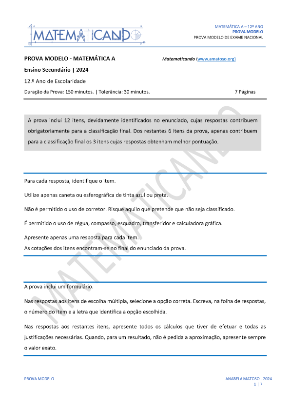 PROVA MODELO 4 MATEMATICANDO 2024 pdf image