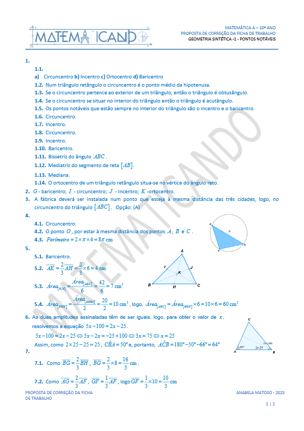 PC FICHA DE TRABALHO 10ANO GEOMETRIA SINTETICA 1 PONTOS NOTAVEIS pdf image
